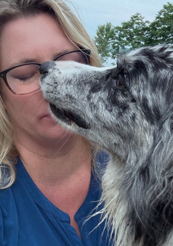 Corinne with her dog